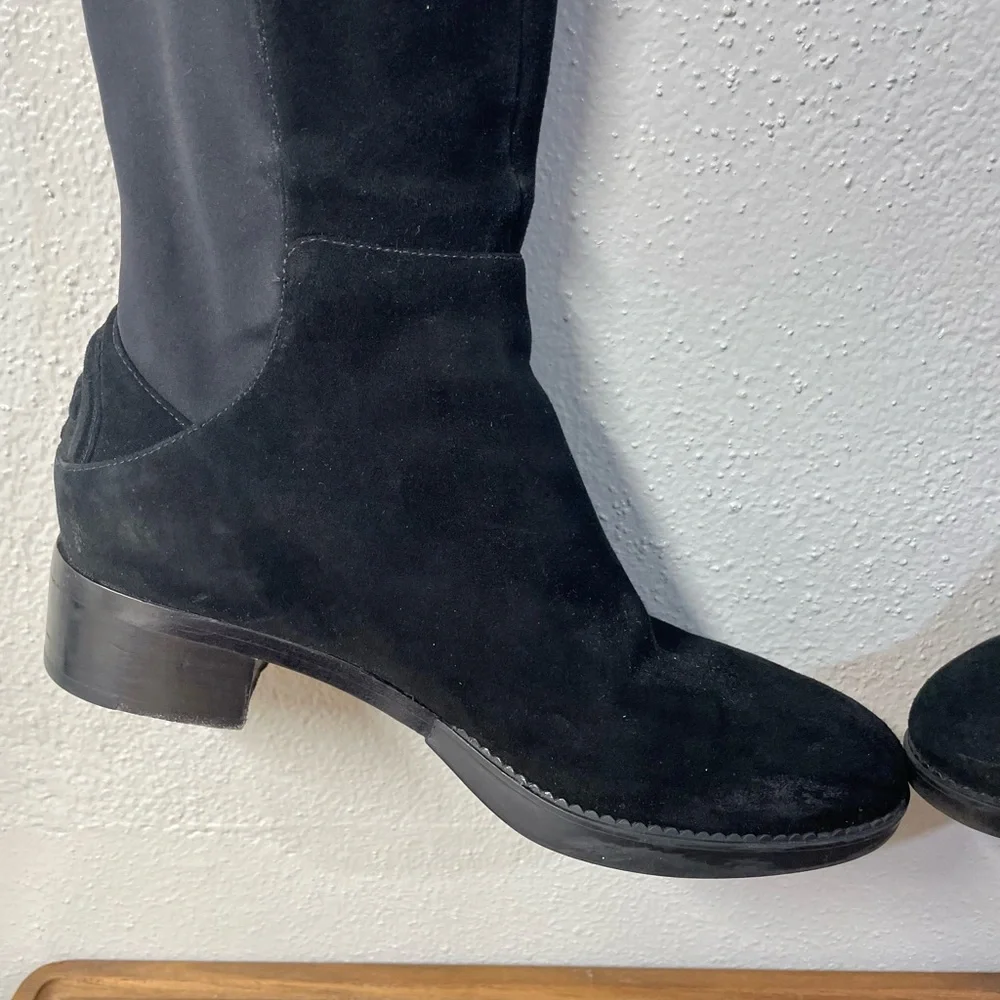 Tori Burch Dark Romantic Feminine Black Over The Knee Boots Suede Sz 9 Euro Luxe